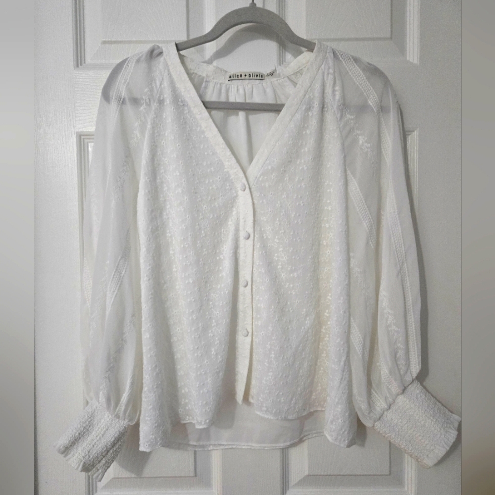 White eyelet top
